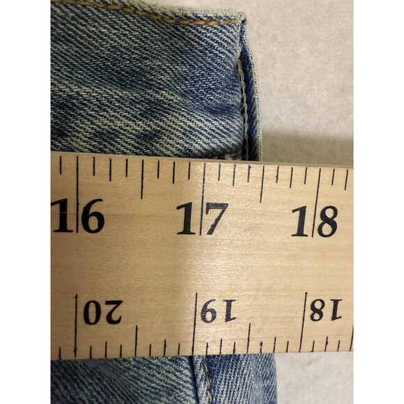Levis 501 Blue Jeans Mens 36x32 Straight Leg Button Fly Light Wash Denim - Picture 3 of 10